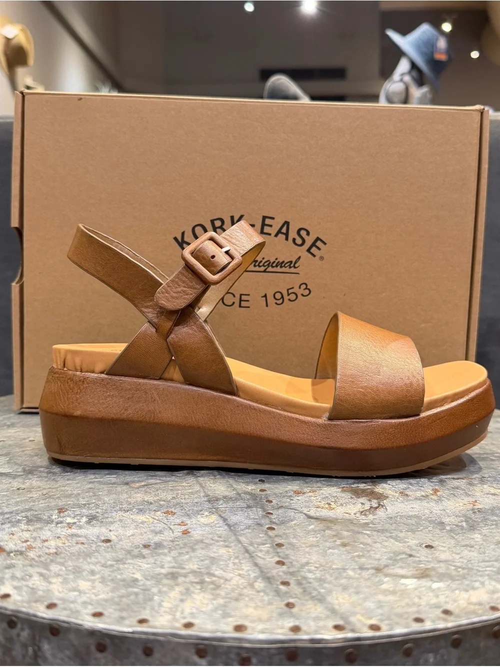 Kork-Ease Hallie Women's Brown Leather Platform Sandals